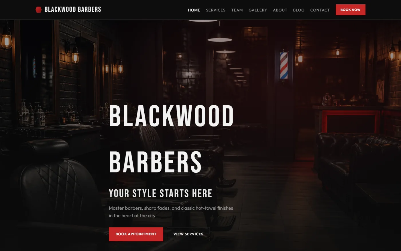Homepage of Barber Booking