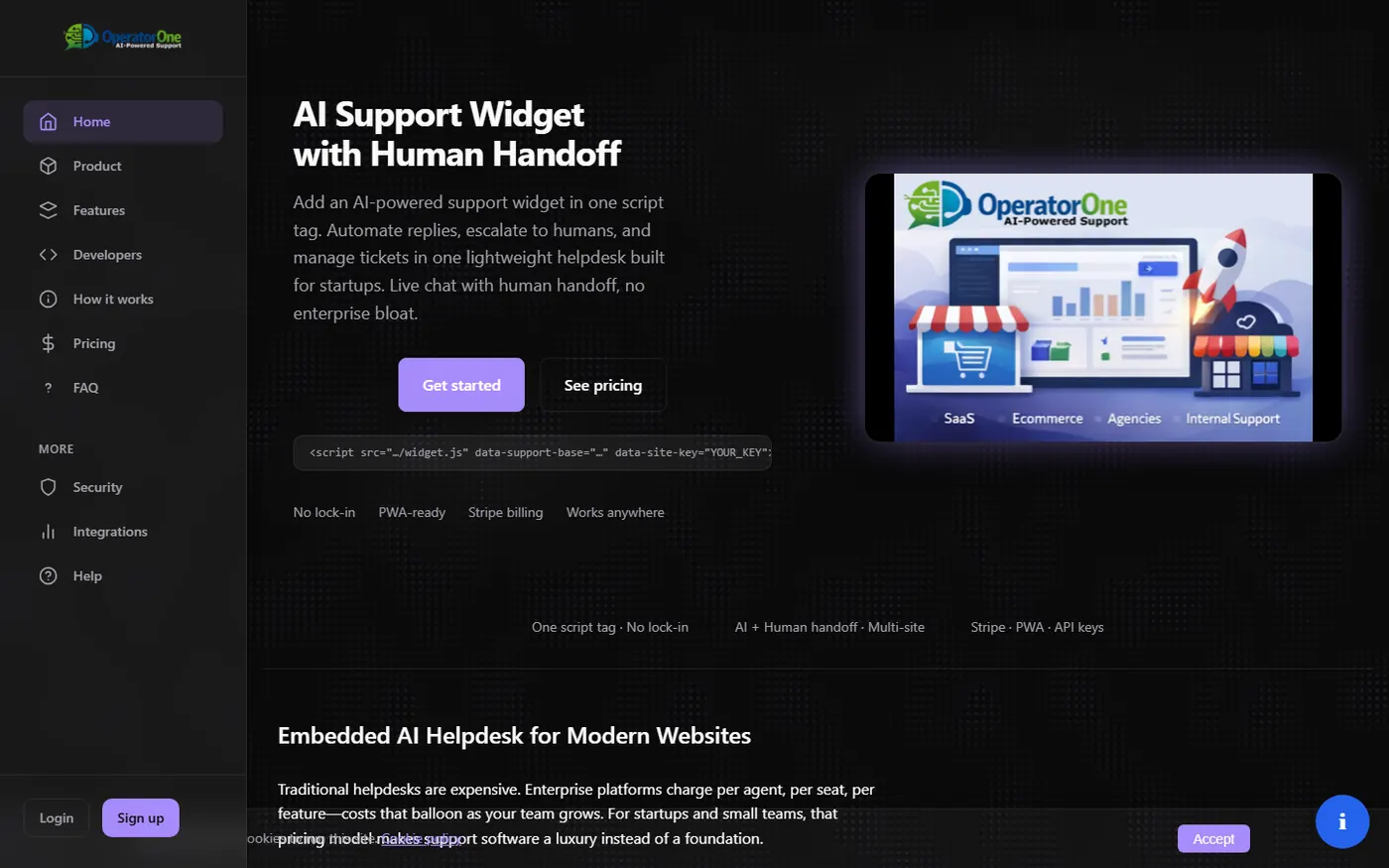 Homepage of Operator One